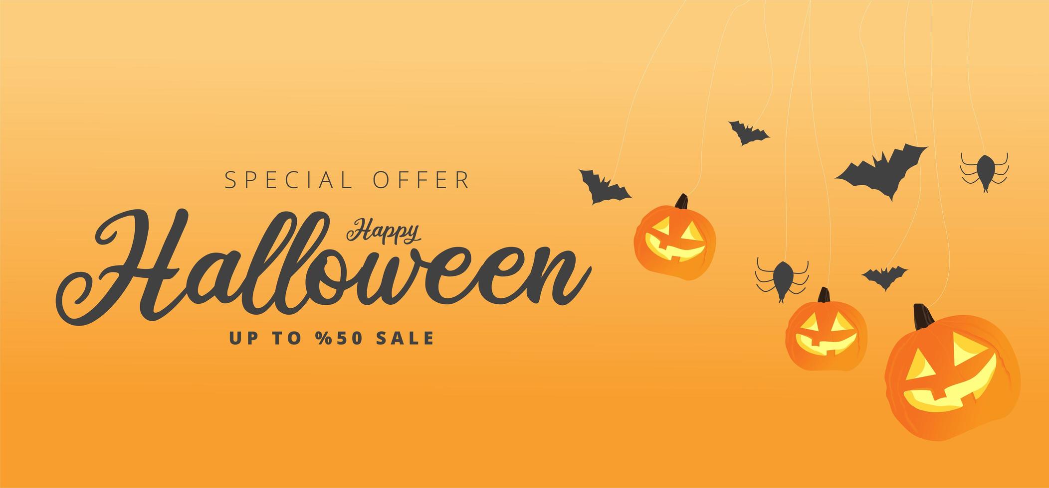 Orange Happy Halloween Sale Banner vektor