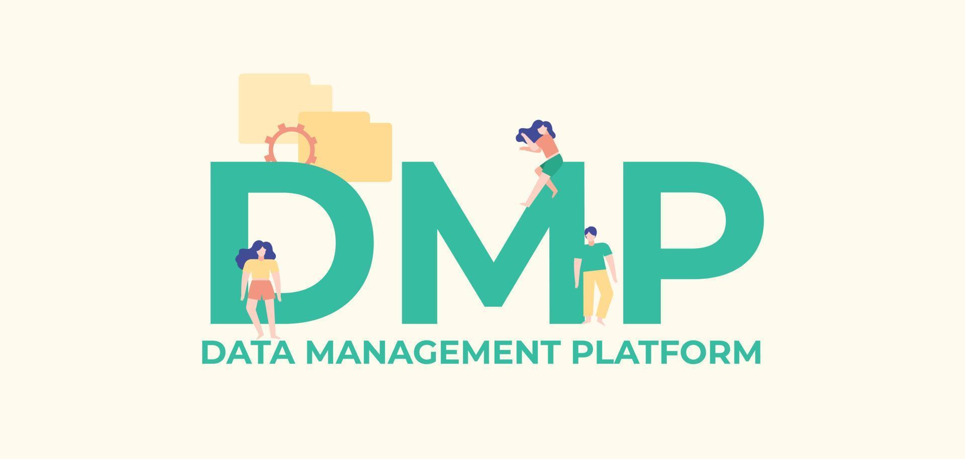 dmp Datenmanagementplattform. profitabler Handel und durchschnittlich erfolgreiche Finanzeinkommensverteilung. vektor