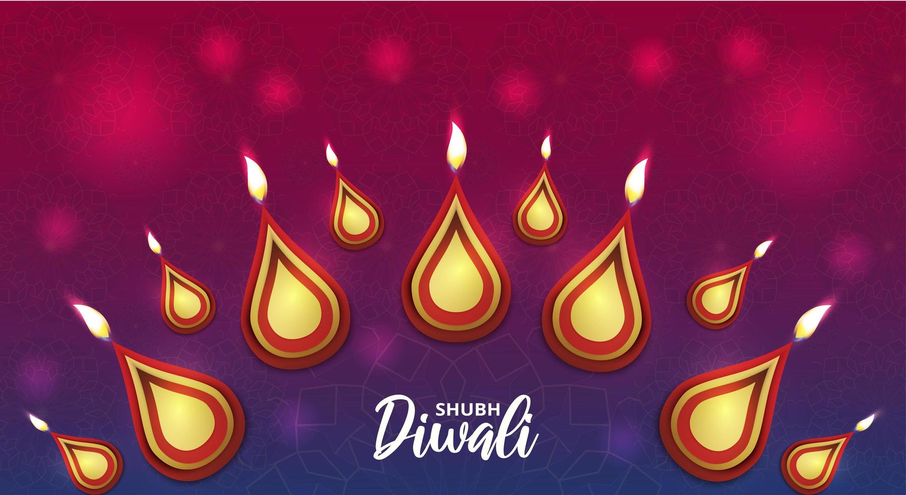 fröhliches Diwali-Plakat mit indischem Rangoli und Bokeh vektor