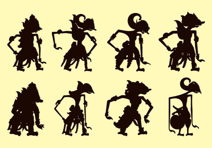 Set von Wayang Silhouetten vektor