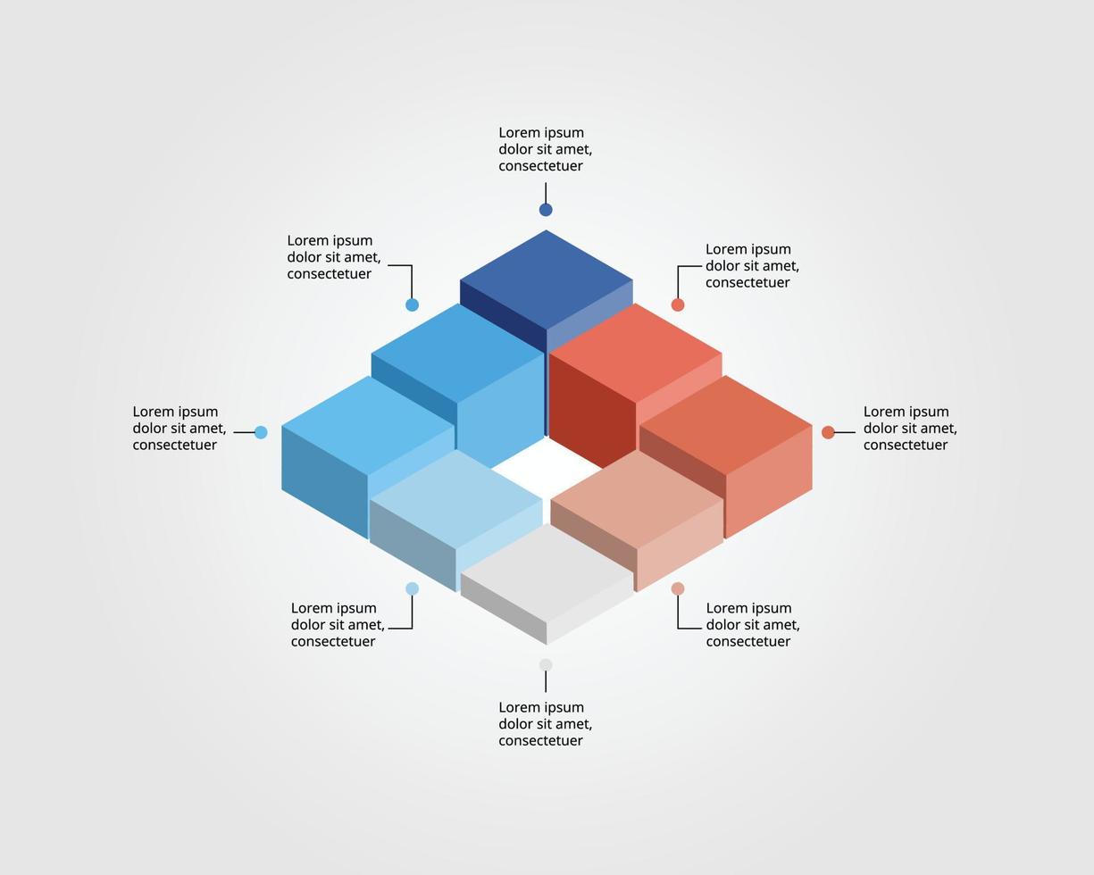 quadratische Diagrammvorlage für Infografik zur Präsentation für 8 Elemente vektor