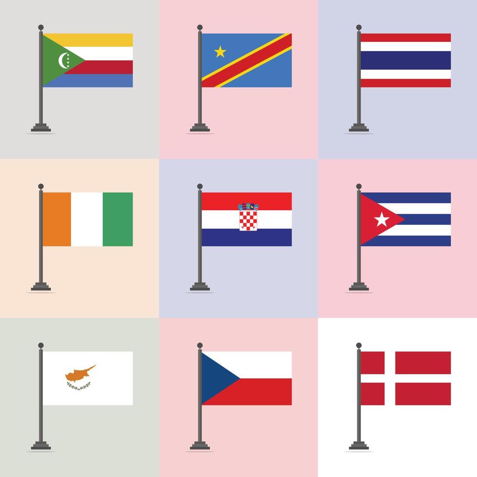 komoren kongo costa rica cote d ivoire kroatien kuba zypern tschechische republik dänemark flag design template vektor