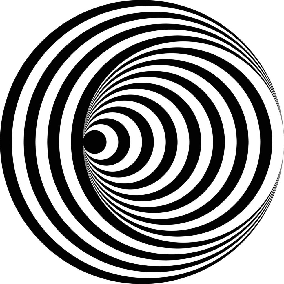 svart vit optisk illusion koncentrisk cirklar vektor