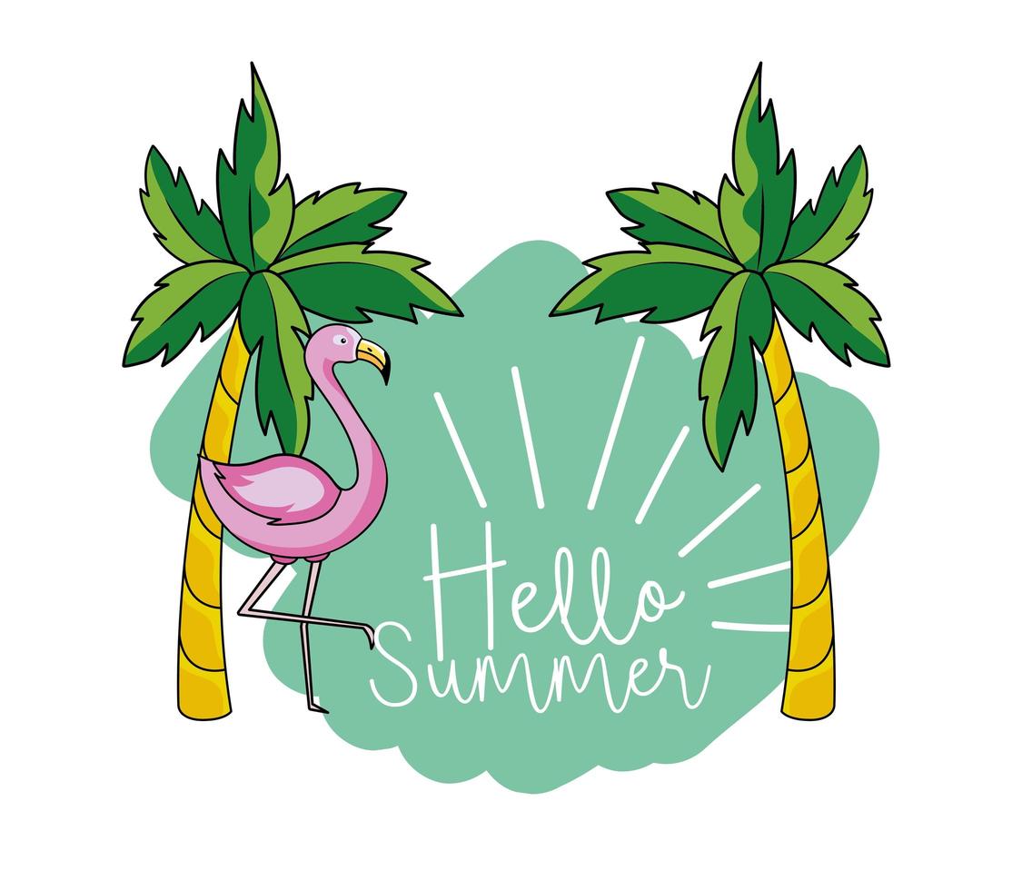 tropiska palmer och flamingo av sommarsemester vektor