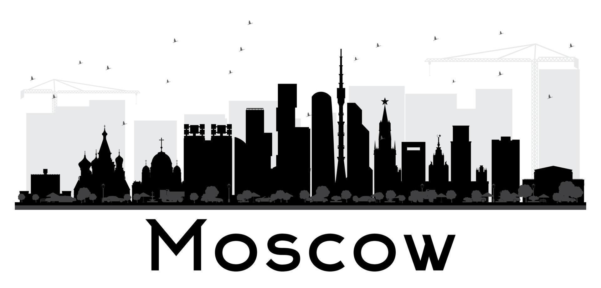 moskauer stadtskyline schwarz-weiß-silhouette. vektor