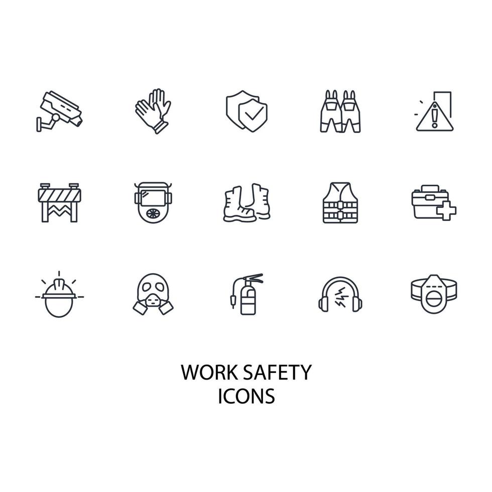 arbete säkerhet ikoner uppsättning . arbete säkerhet packa symbol vektor element för infographic webb