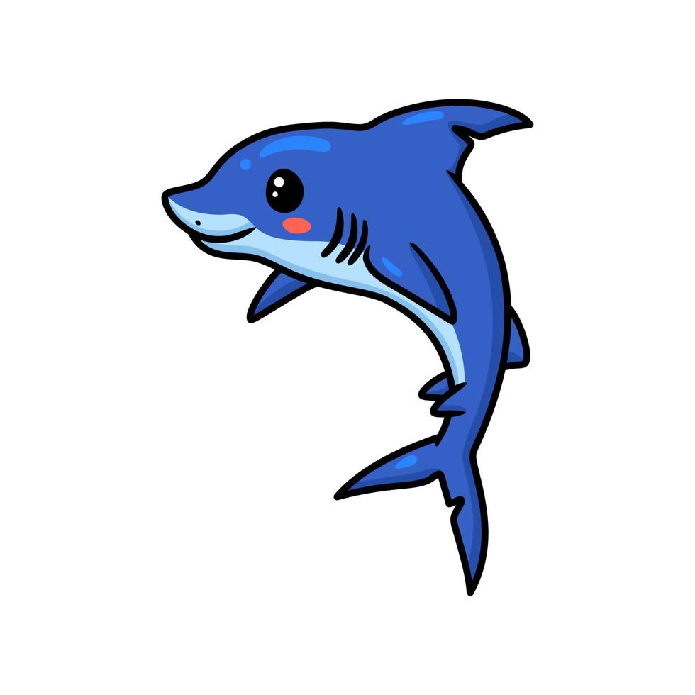 söt liten haj tecknad serie simning vektor