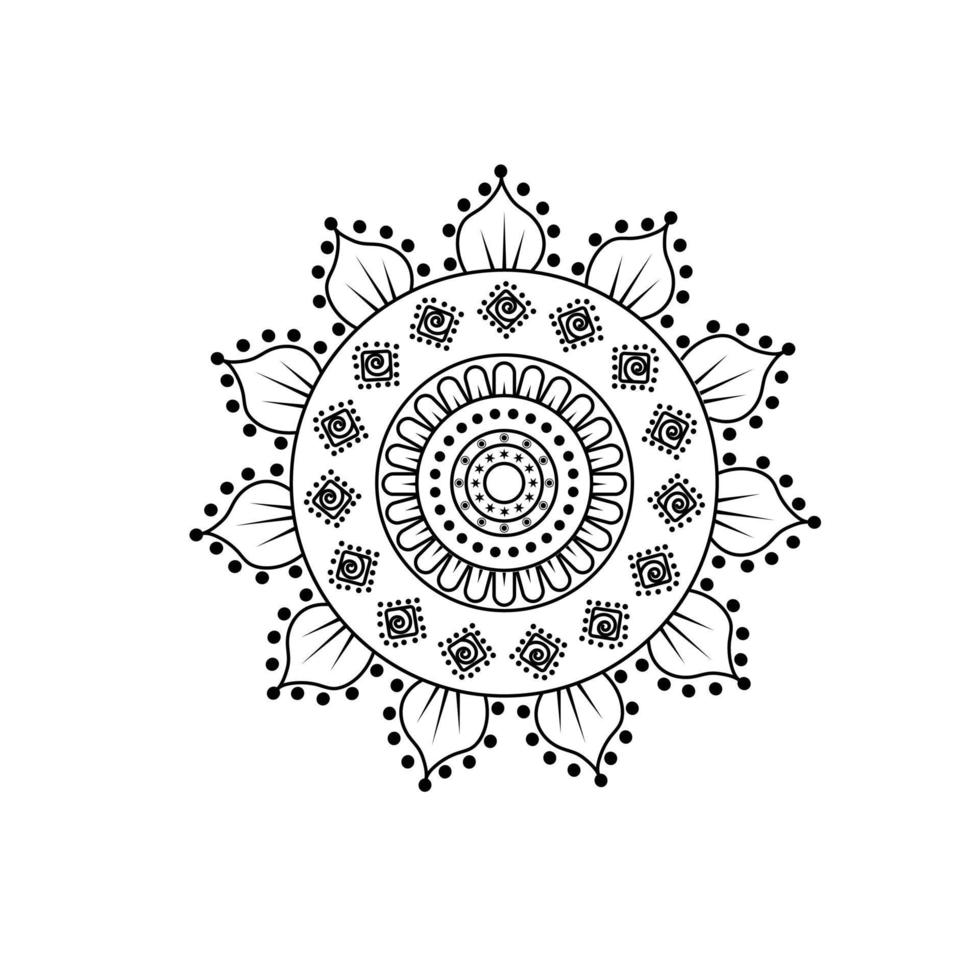 kreisförmiges Blumenmandalamuster für Henna, Mehndi, Tätowierung, Dekoration. dekoratives Ornament im orientalischen Ethno-Stil. malbuch page.outline doodle hand zeichnen vektorillustration. vektor