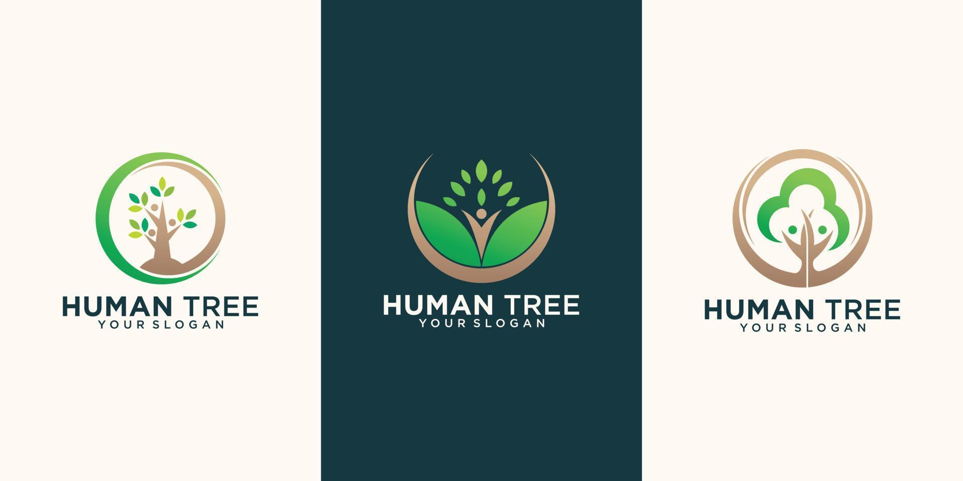 Menschliches Baum-Logo-Design einzigartiges Konzept Premium-Vektor-Teil 7 vektor