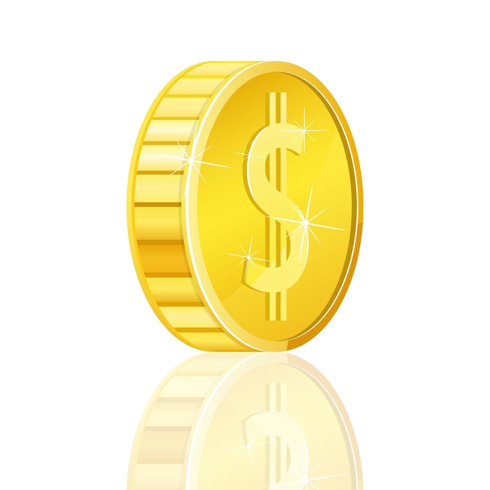 goldene Münze lokalisiert auf weißem Hintergrund vektor