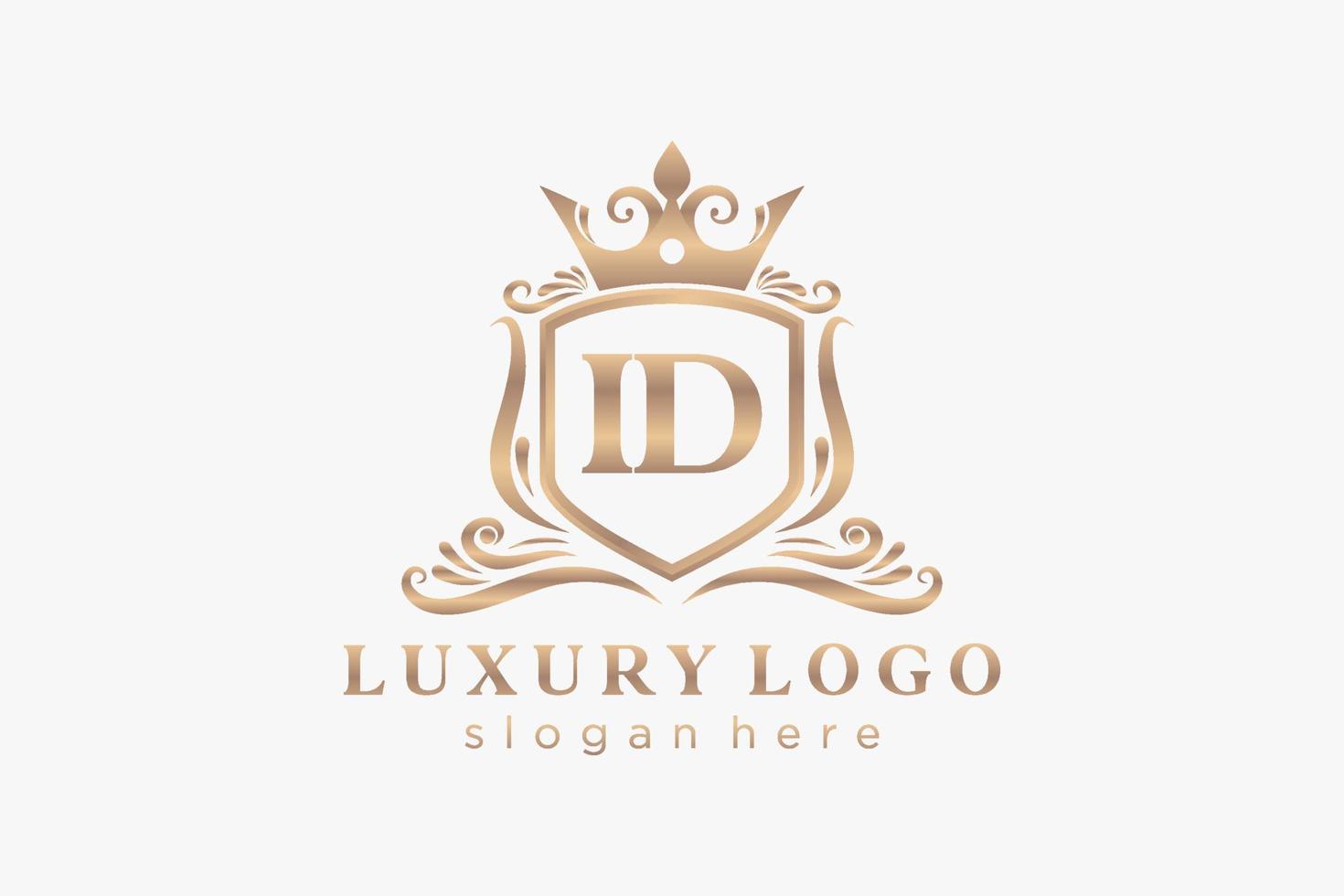 första id brev kunglig lyx logotyp mall i vektor konst för restaurang, kungligheter, boutique, Kafé, hotell, heraldisk, Smycken, mode och Övrig vektor illustration.