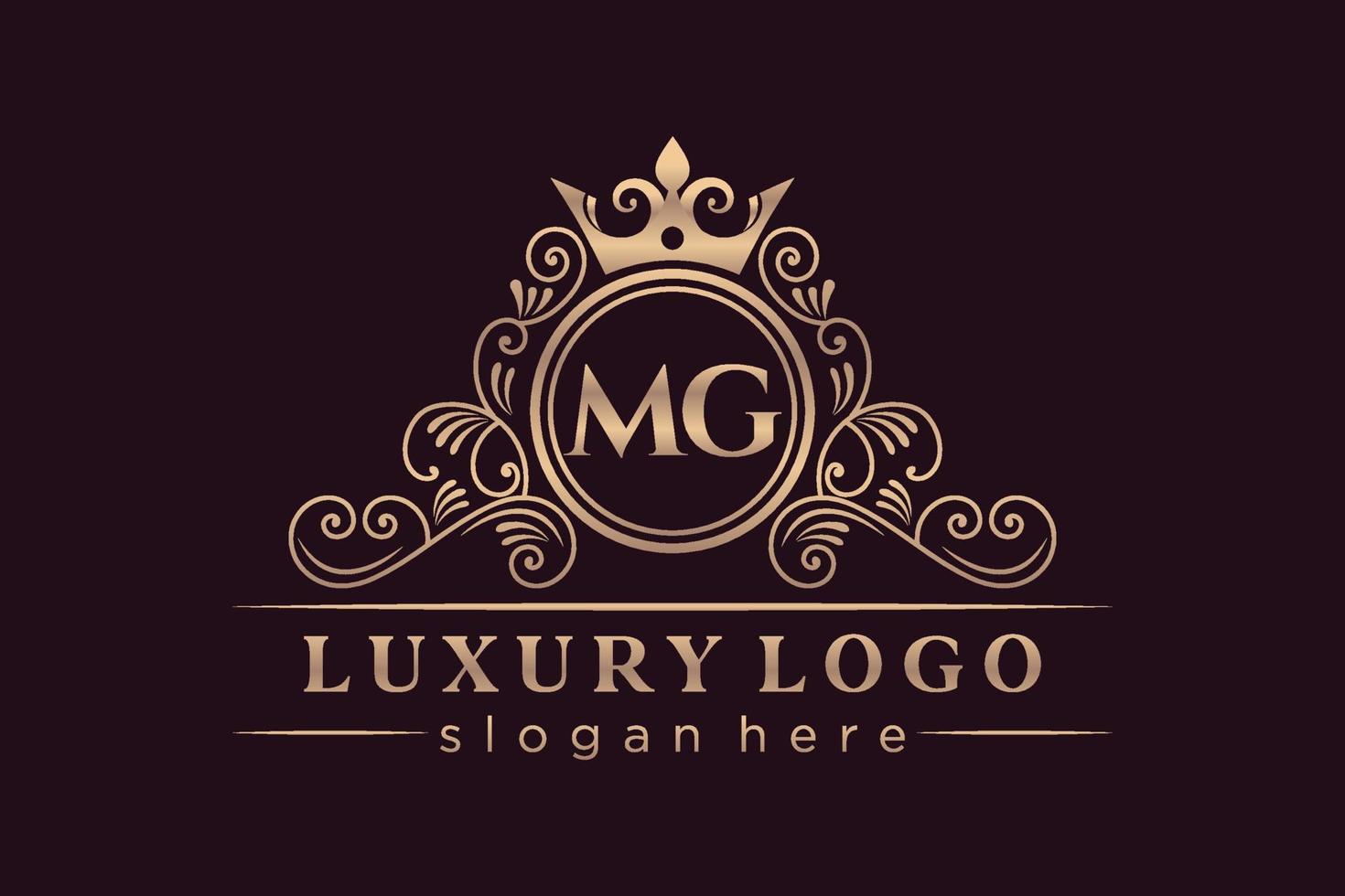 mg Anfangsbuchstabe Gold kalligraphisch feminin floral handgezeichnet heraldisches Monogramm Antik Vintage Stil Luxus Logo Design Premium Vektor