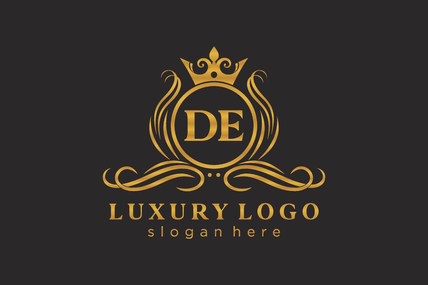 Initial de Letter Royal Luxury Logo Vorlage in Vektorgrafiken für Restaurant, Lizenzgebühren, Boutique, Café, Hotel, Heraldik, Schmuck, Mode und andere Vektorillustrationen. vektor