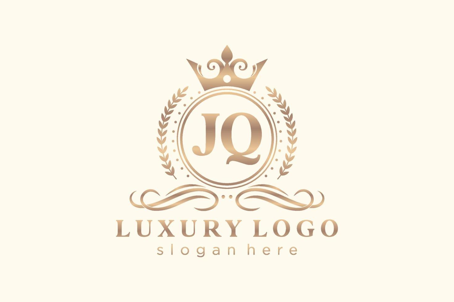 Anfangsbuchstabe jq royal Luxus Logo Vorlage in Vektorgrafiken für Restaurant, Lizenzgebühren, Boutique, Café, Hotel, heraldisch, Schmuck, Mode und andere Vektorillustration. vektor