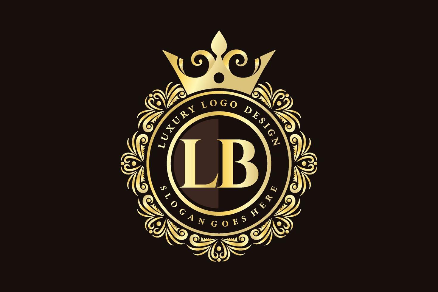 lb anfangsbuchstabe gold kalligraphisch feminin floral handgezeichnet heraldisch monogramm antik vintage stil luxus logo design premium vektor