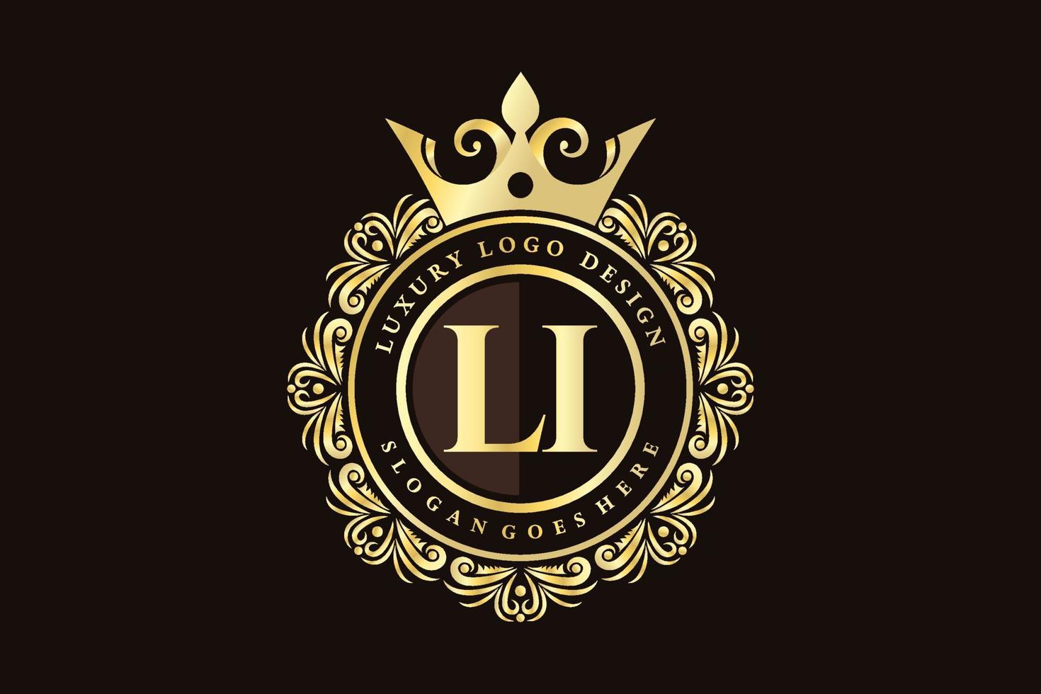 li anfangsbuchstabe gold kalligraphisch feminin floral handgezeichnet heraldisches monogramm antik vintage stil luxus logo design premium vektor