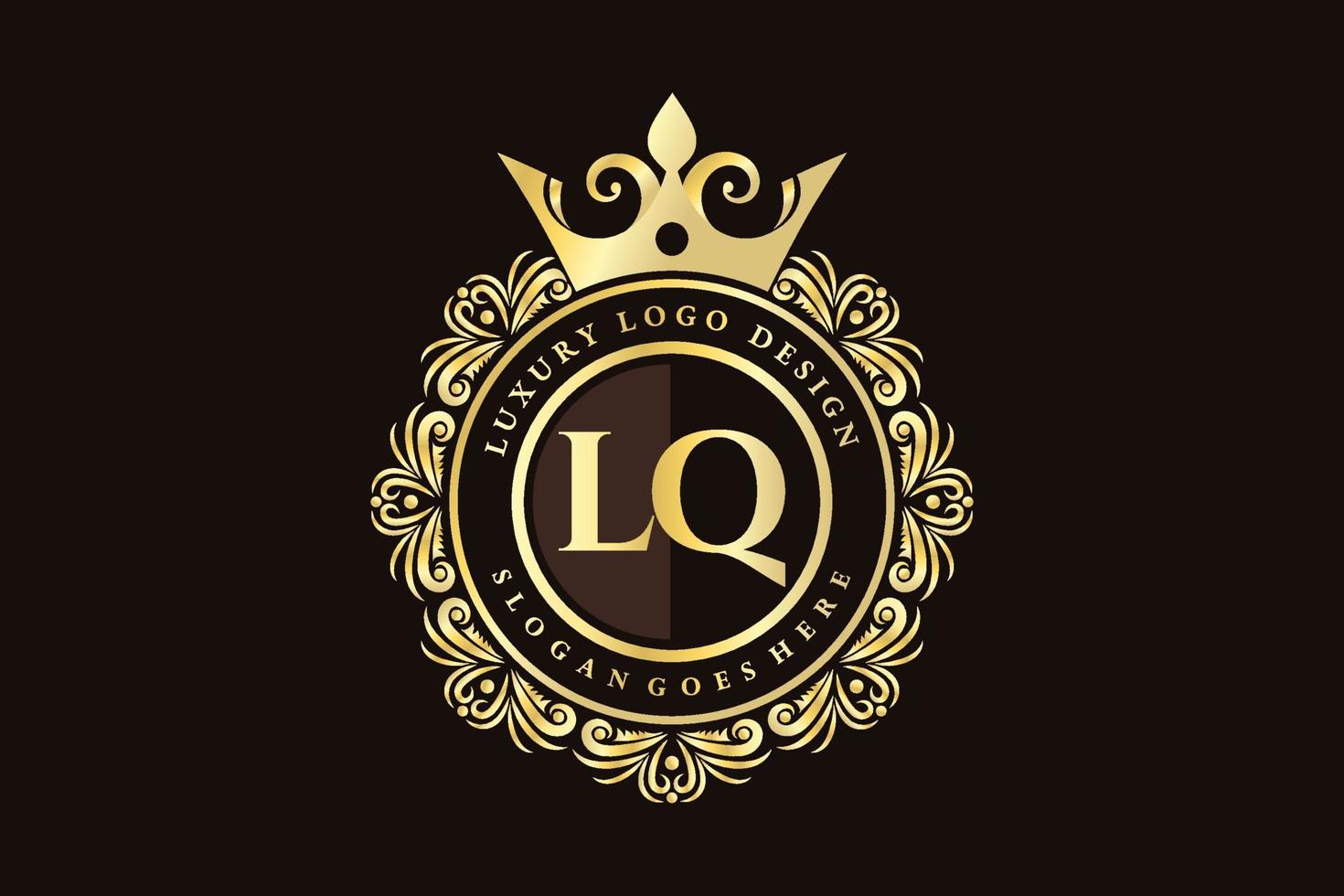 lq första brev guld calligraphic feminin blommig hand dragen heraldisk monogram antik årgång stil lyx logotyp design premie vektor