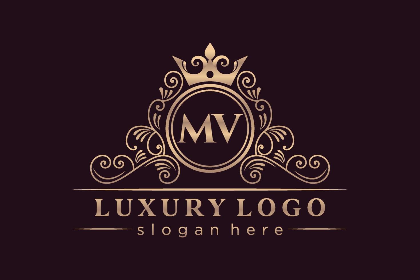 mv anfangsbuchstabe gold kalligrafisch feminin floral handgezeichnet heraldisch monogramm antik vintage stil luxus logo design premium vektor