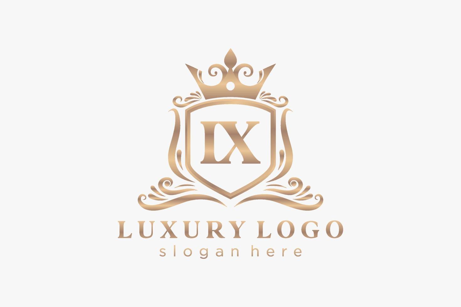 Royal Luxury Logo-Vorlage mit anfänglichem ix-Buchstaben in Vektorgrafiken für Restaurant, Lizenzgebühren, Boutique, Café, Hotel, Heraldik, Schmuck, Mode und andere Vektorillustrationen. vektor