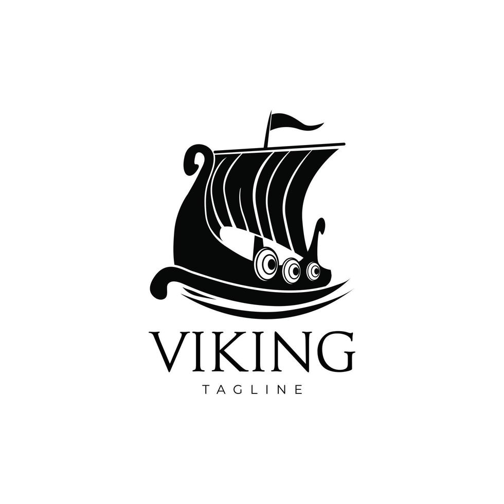 enkel monogram viking fartyg logotyp symbol illustration vektor