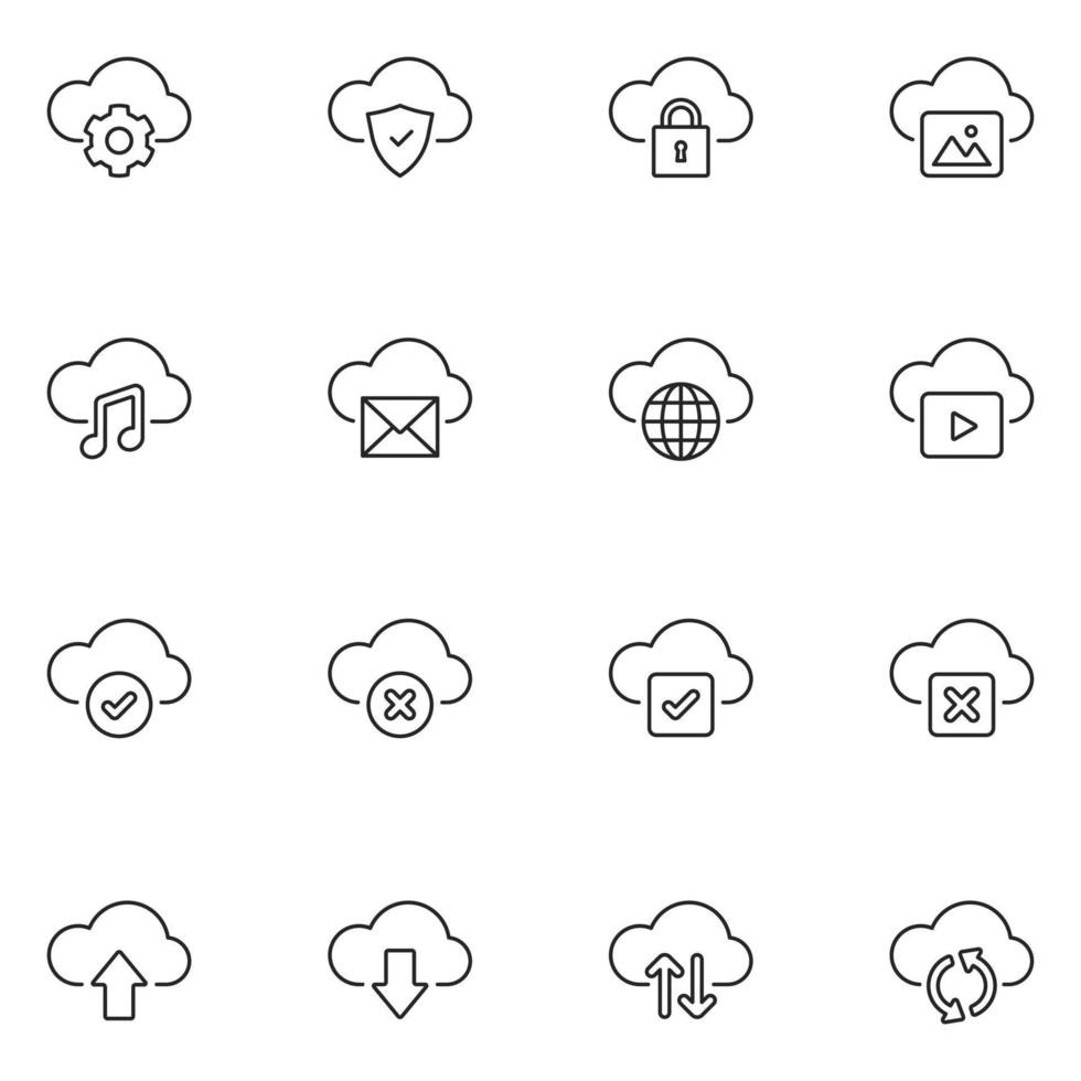 Cloud-Speicherzeilen-Icon-Set vektor
