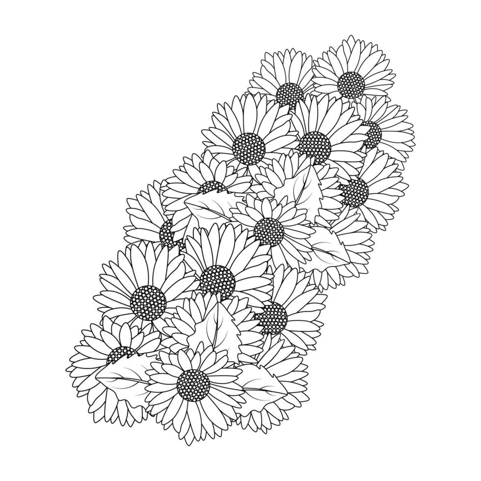 daisy blomma design i detaljerad linje konst vektor grafisk och skön blommor färg sida