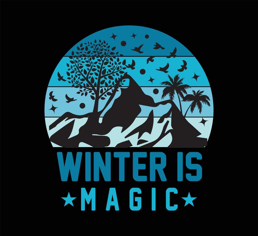 Winter ist magisches T-Shirt-Design vektor