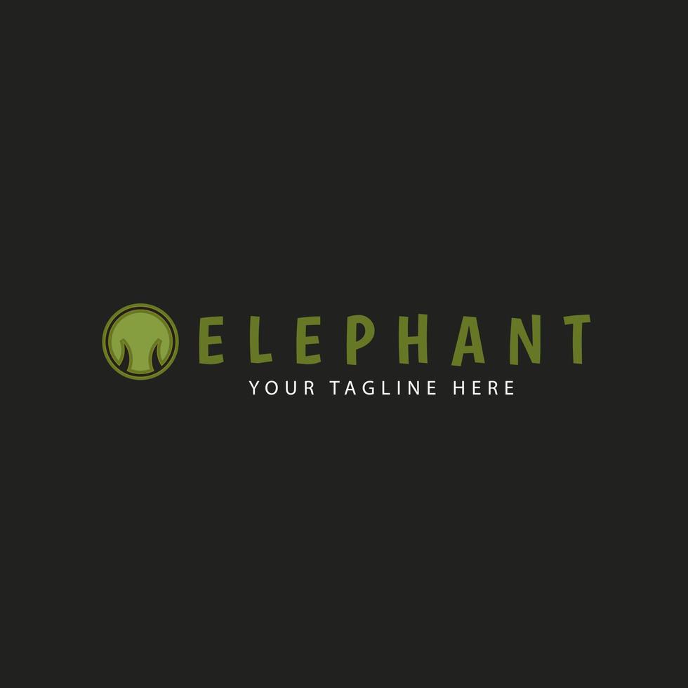 Logos für Produkte und Unternehmen mit der Grundform eines Elefantenkopfes und einer grünen Grundfarbe vektor