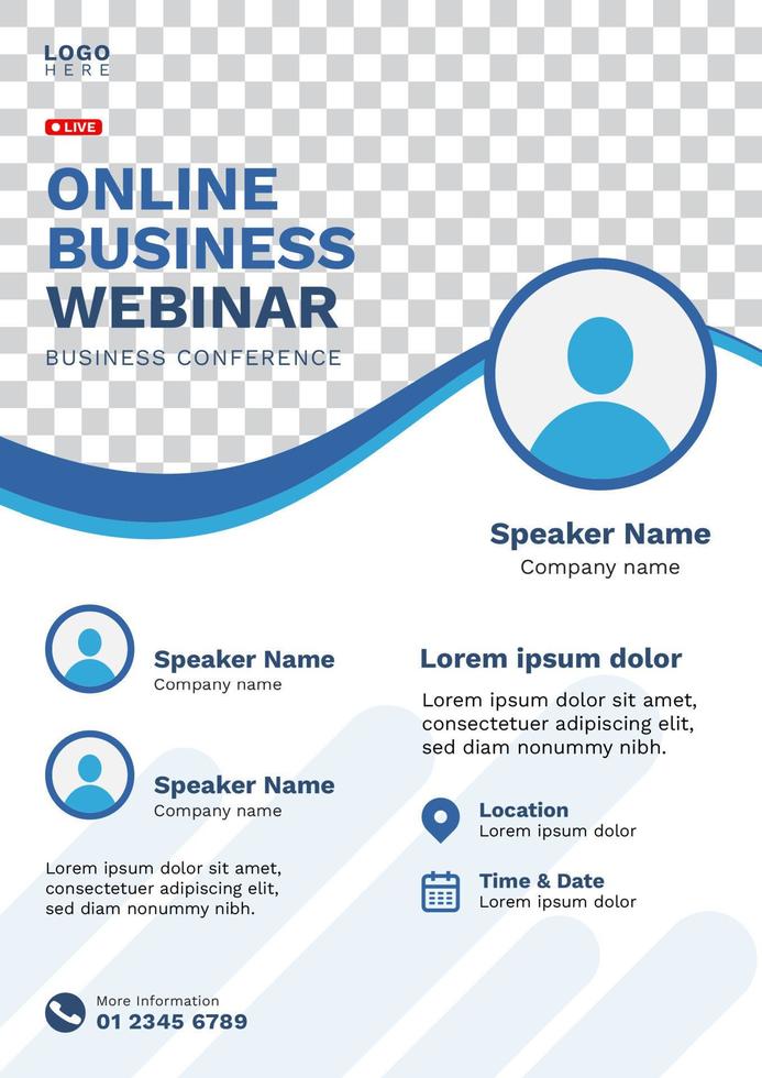 Poster-Flyer-Vorlage für Seminar oder Webinar. Geeignet für den Druck von Business-Seminar-Flyern vektor