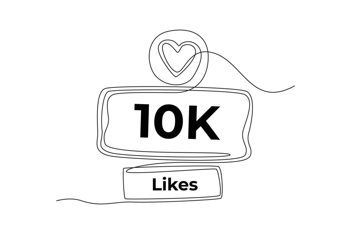 Single One Line Drawing Love für 10.000 Likes. fröhliches Banner feiern. Social-Media-Erfolgskonzept. ununterbrochene Linie zeichnen grafische Vektorillustration des Designs. vektor