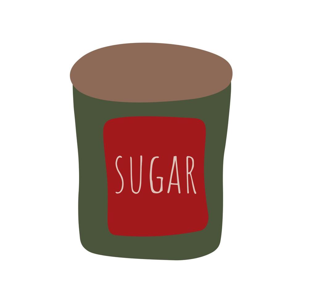 ein Glas Zucker. Zucker für Konditor auf weißem Hintergrund vektor