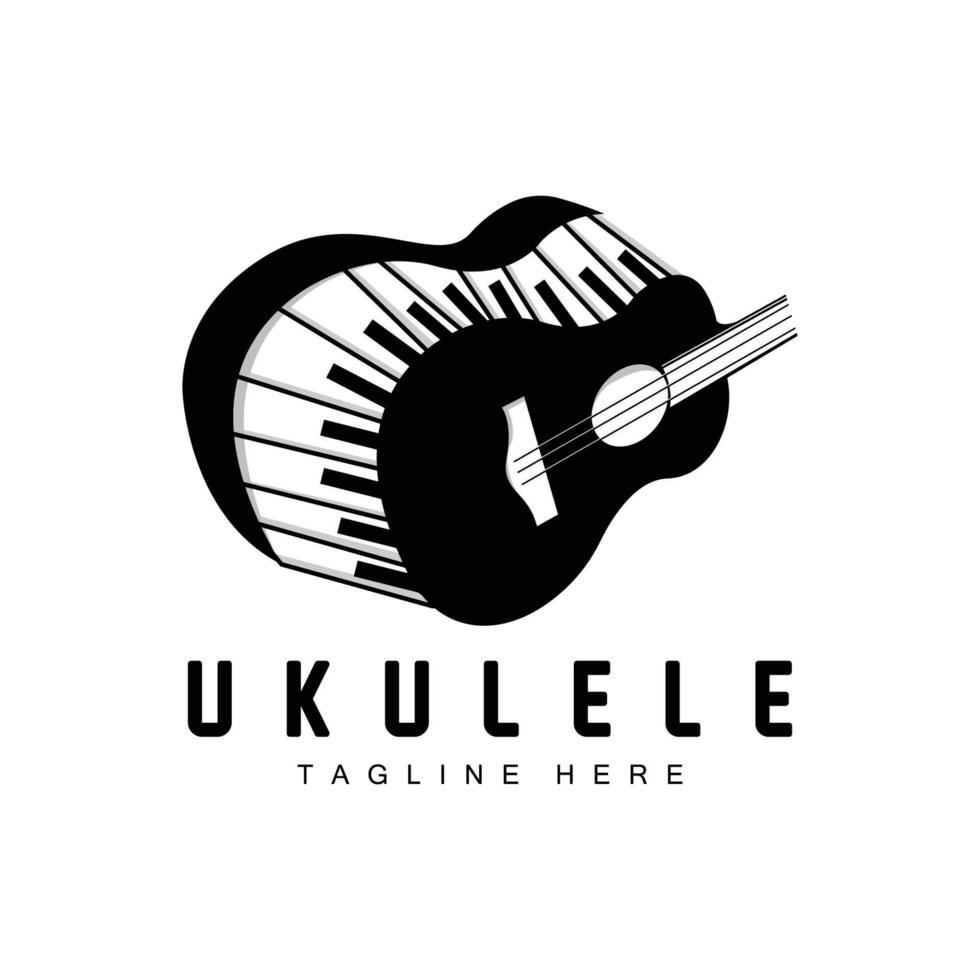 minimalistisk ukulele musik logotyp design, ukulele gitarr vektor. ukelele logotyp design vektor