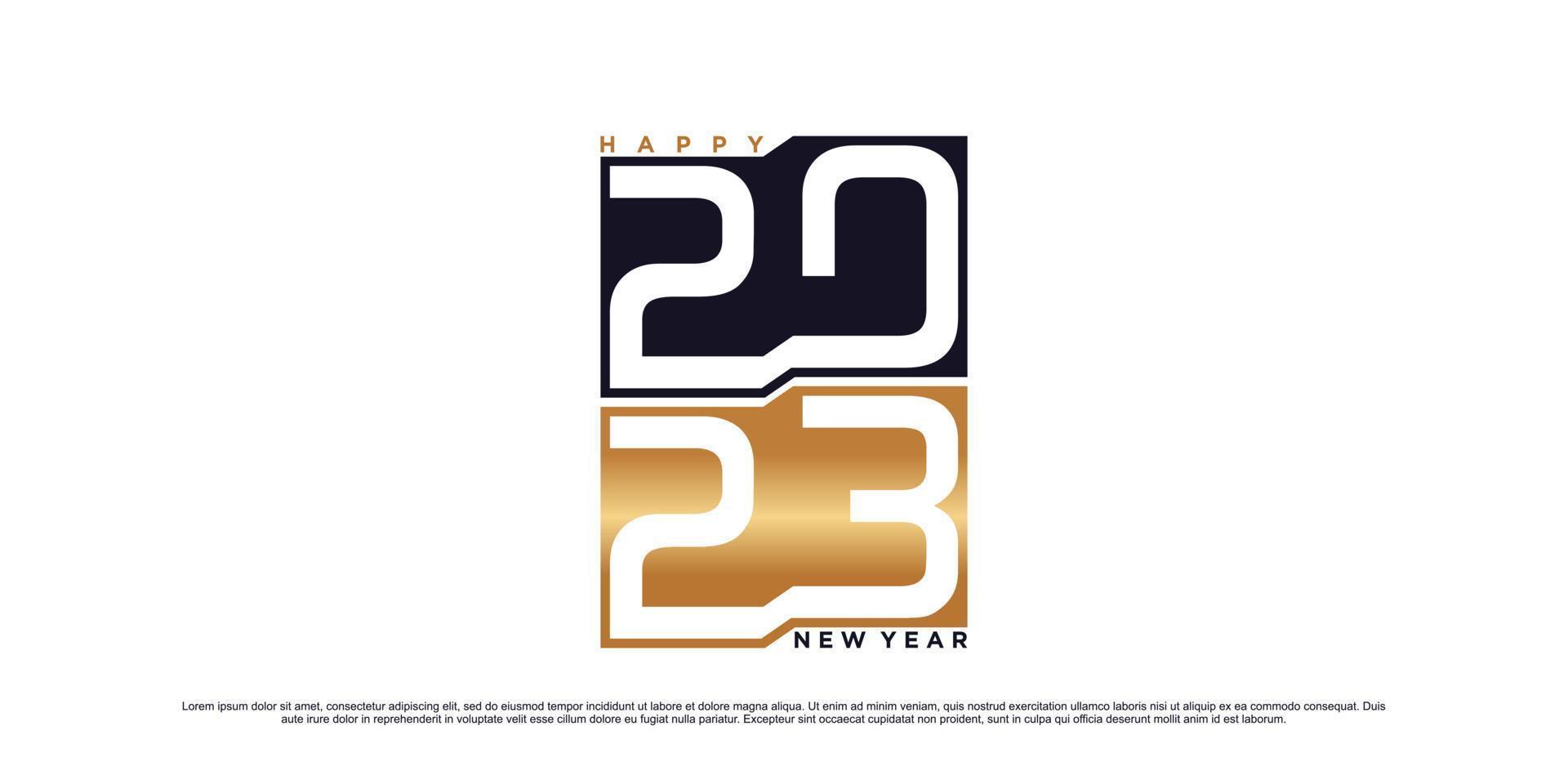 2023 guten Rutsch ins Neue Jahr-Logodesign-Vektorillustration mit kreativem einzigartigem Konzept vektor