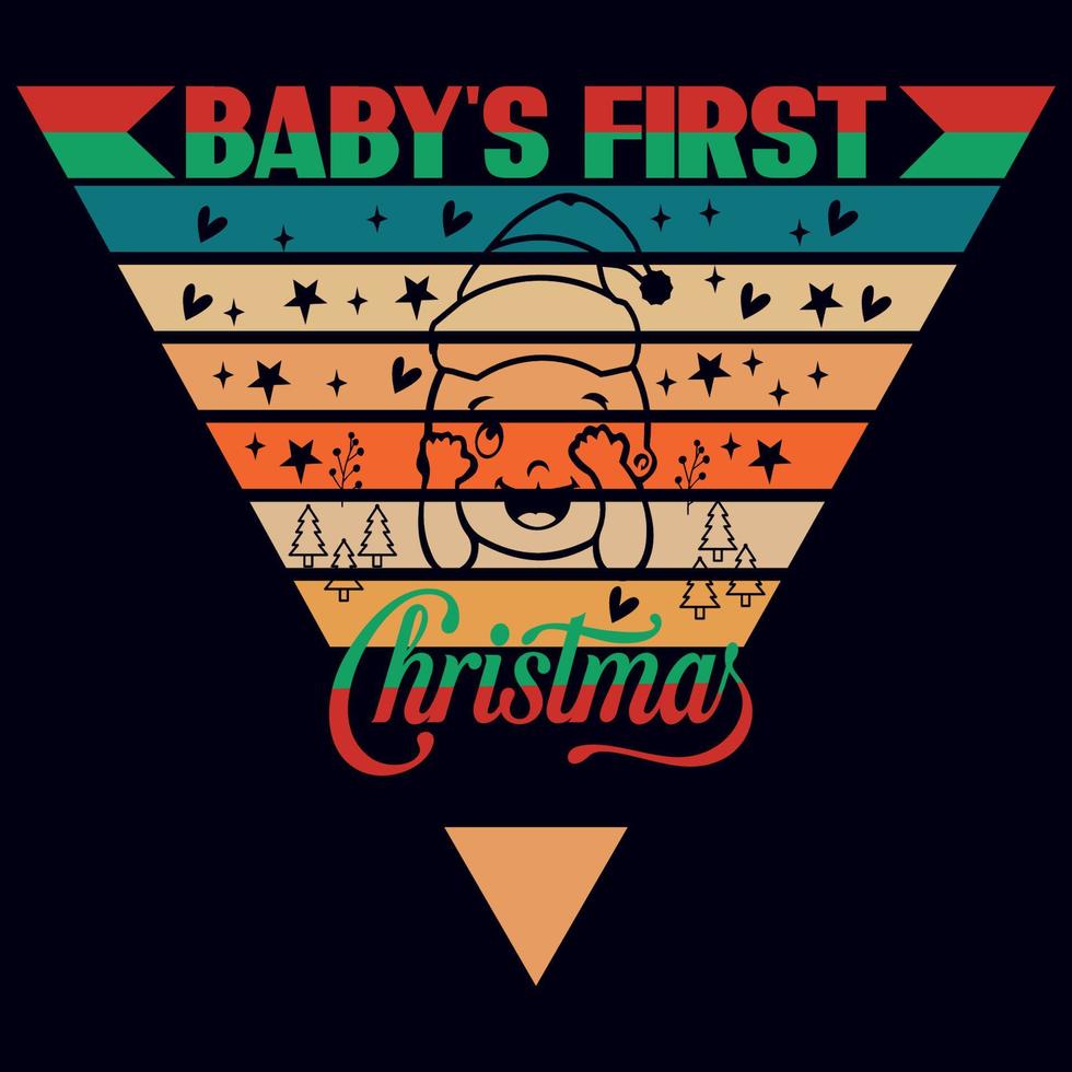 Babys erster Weihnachts-T-Shirt-Designvektor, Vintage-Typografie-Design. vektor