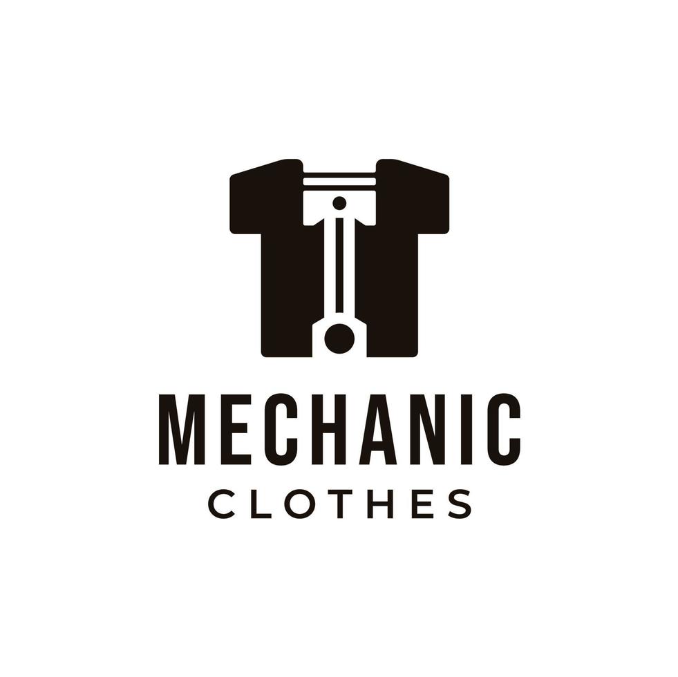 kreative kombination von kolben mit hemd. Logo-Design für mechanische Kleidung vektor