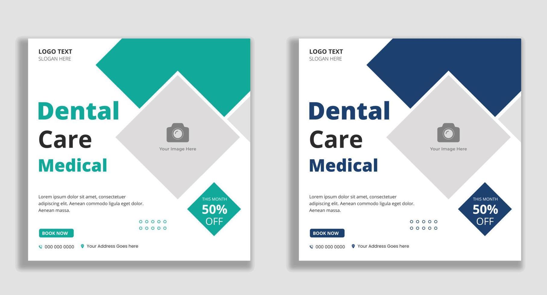 dental vård medicinsk social media posta baner mall vektor