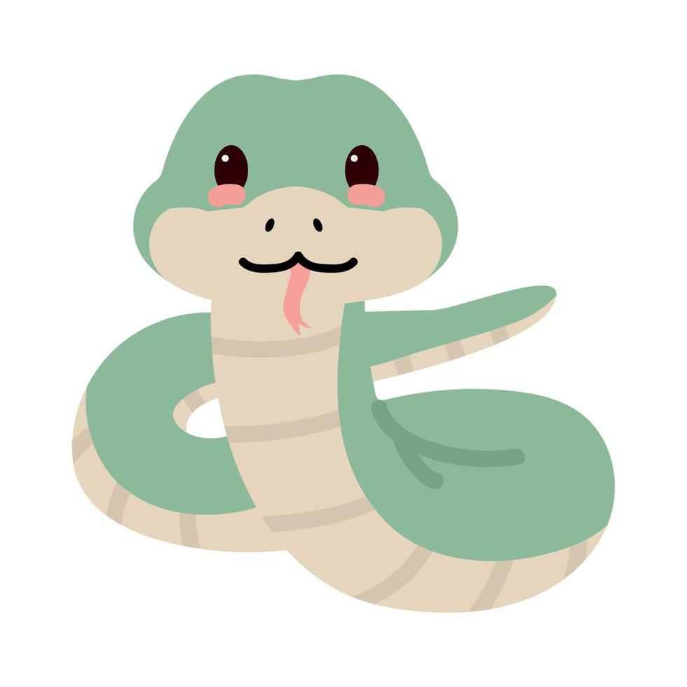 niedliches Cartoon-Tier mit grüner Schlange vektor
