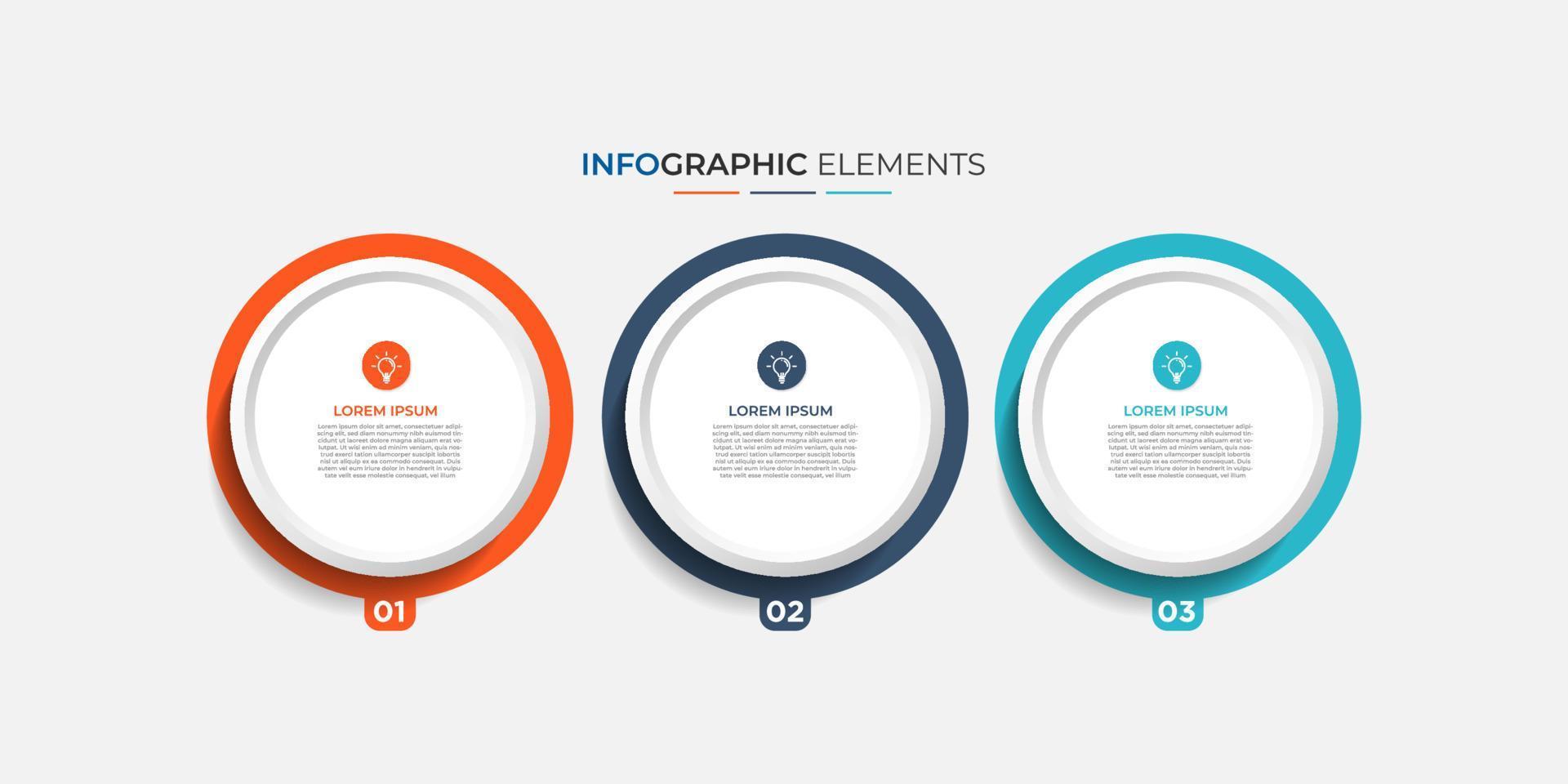 Moderne 3-Stufen-, Options- oder Ebenenlinien-Infografik mit Etikett. Timeline-Infografik. Geschäftspräsentation, Informationsbroschüre, Banner, Workflow-Layout-Vorlage. eps10-Vektorillustration vektor