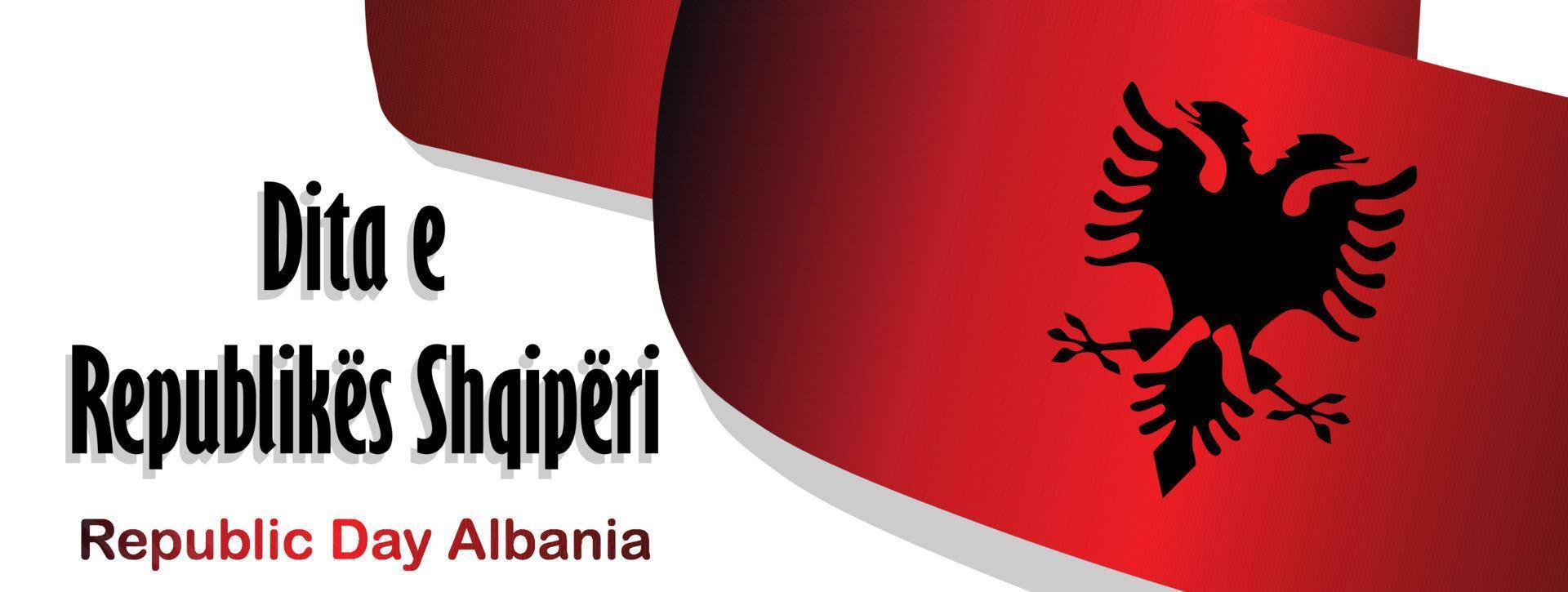 Tag der Republik Albanien. Flagge auf weißem Hintergrund. Unabhängigkeit Albaniens. Plakat, Werbebanner. übersetzungsbeschriftung am albanischen republiktag von albanien vektor