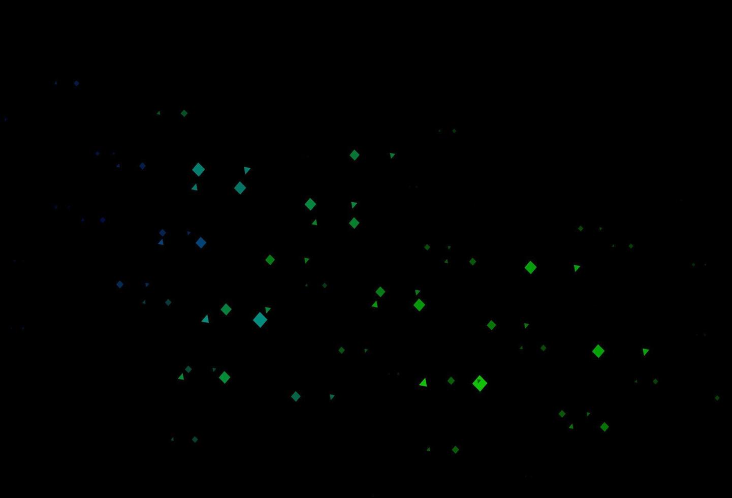 dunkelblauer, grüner Vektorhintergrund mit Dreiecken, Kreisen, Würfeln. vektor