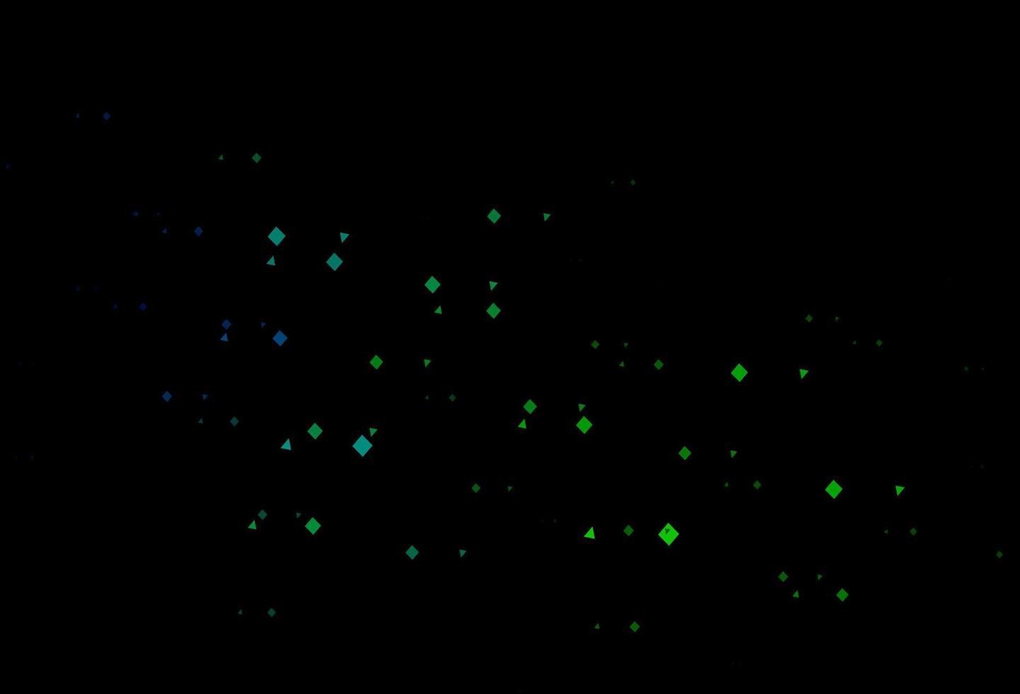 mörkblå, grön vektorbakgrund med trianglar, cirklar, kuber. vektor