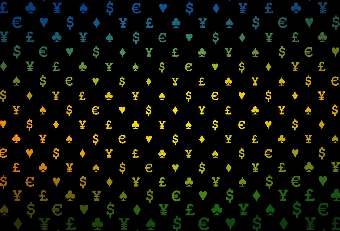 dunkle mehrfarbige, regenbogenfarbene Vektortextur mit Spielkarten. vektor