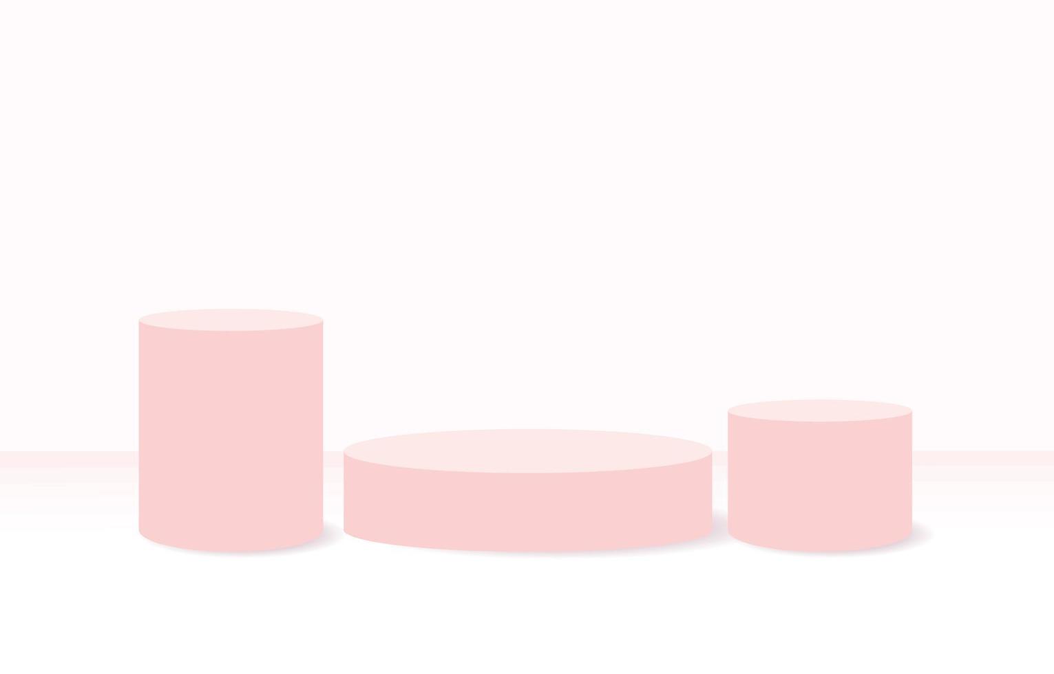 Pastellfarbenes realistisches 3D-Zylinderpodest mit pastellfarbenem Hintergrund. abstrakte Vektordarstellung geometrische Plattform. Produktdisplay-Präsentation. Minimale Szene. vektor