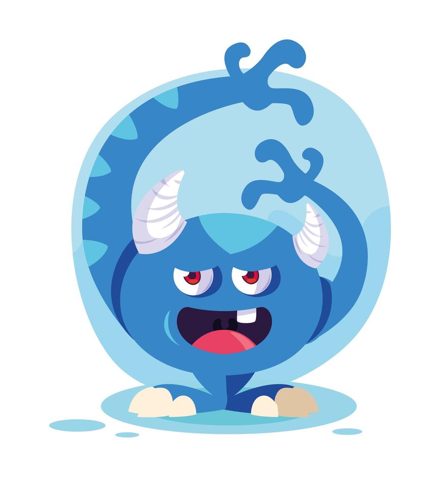 blaue Monster Cartoon Design-Ikone vektor