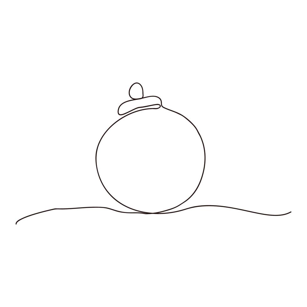 kontinuerlig ett linje teckning av jul boll. jul boll isolerat på vit bakgrund. vektor illustration