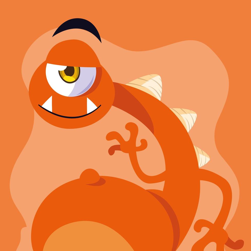 orange Monster Cartoon Design-Ikone vektor