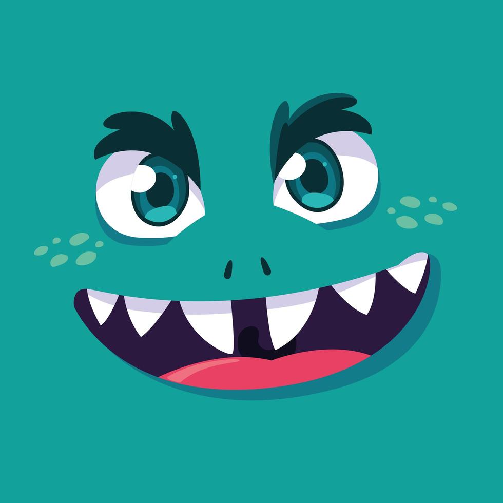 blaue Monster Cartoon Design-Ikone vektor