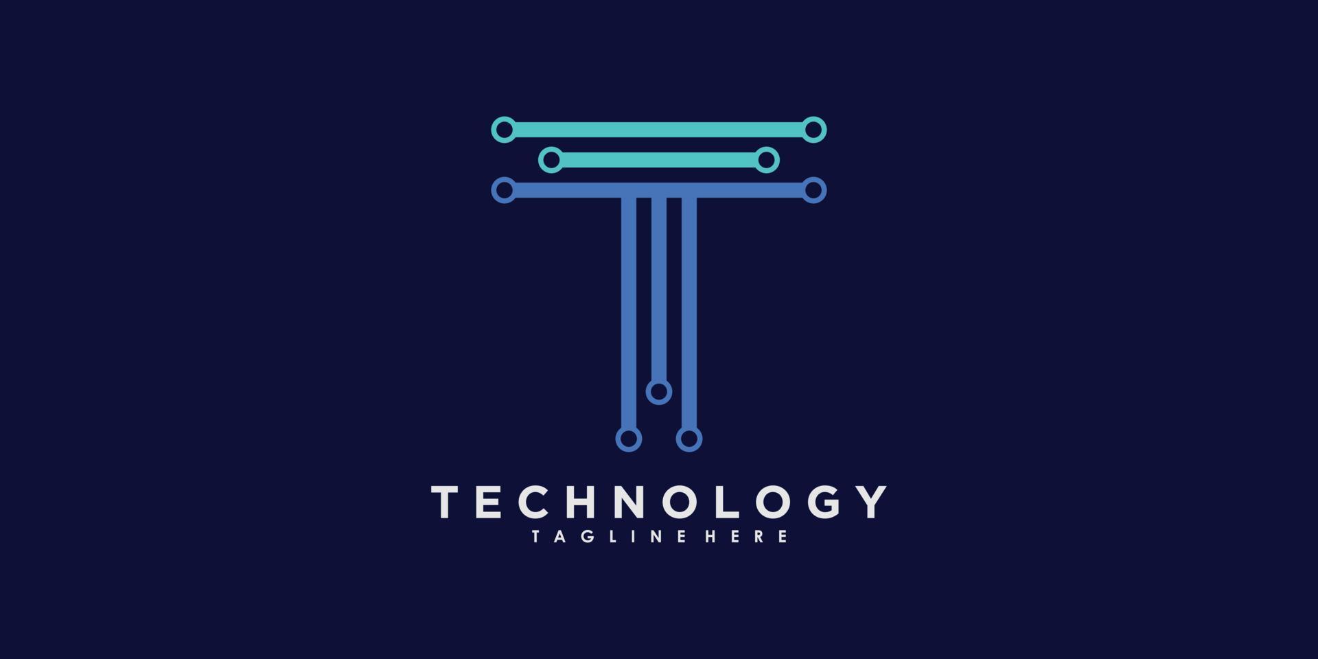 Technologie-Logo-Design-Vektor mit Farbverlauf abstraktes kreatives Konzept vektor