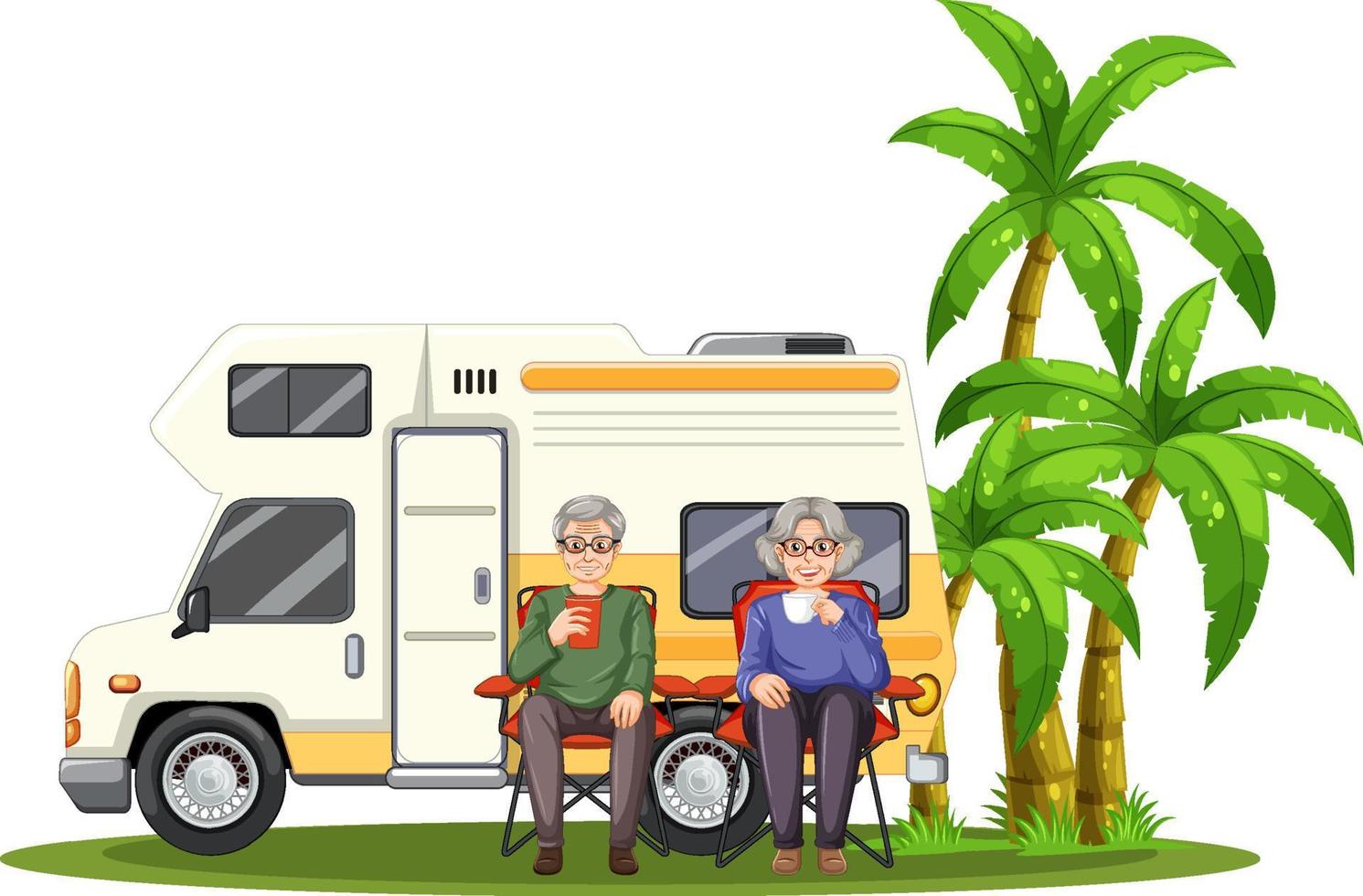 eine Zeichentrickfigur eines älteren Paares im Urlaub vektor