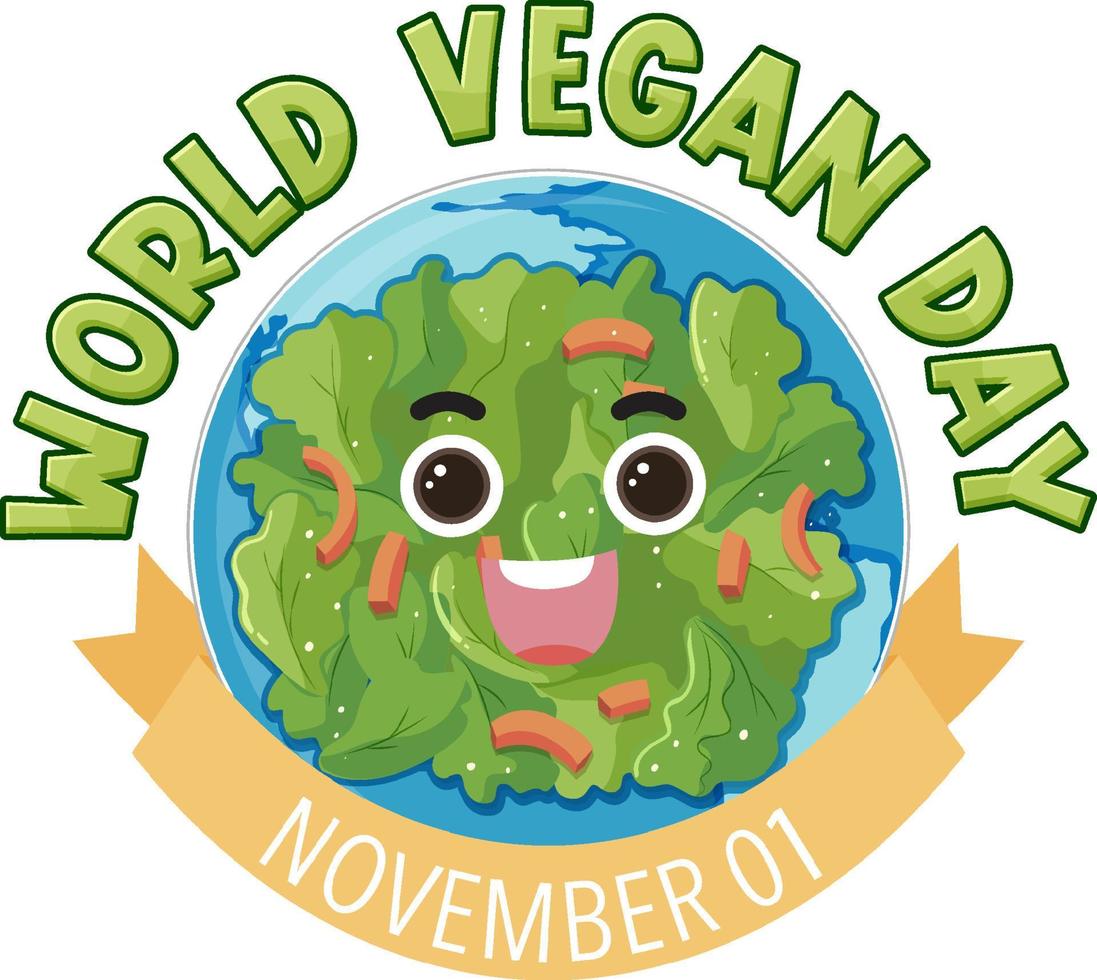 värld vegan dag logotyp design vektor
